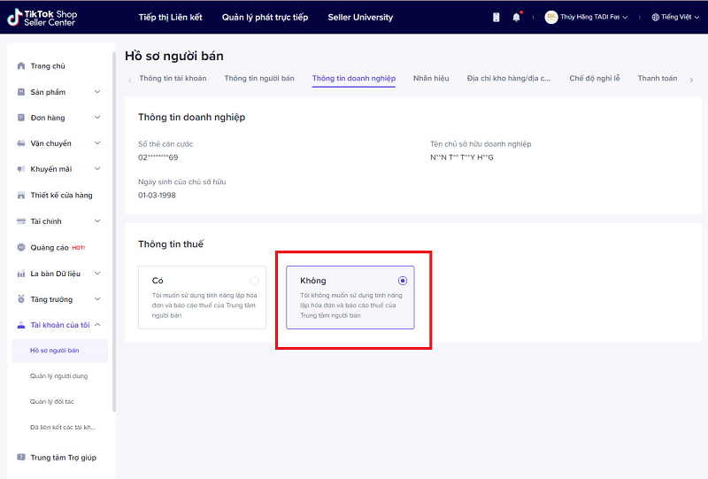 Đăng kí bán hàng trên tiktok shop