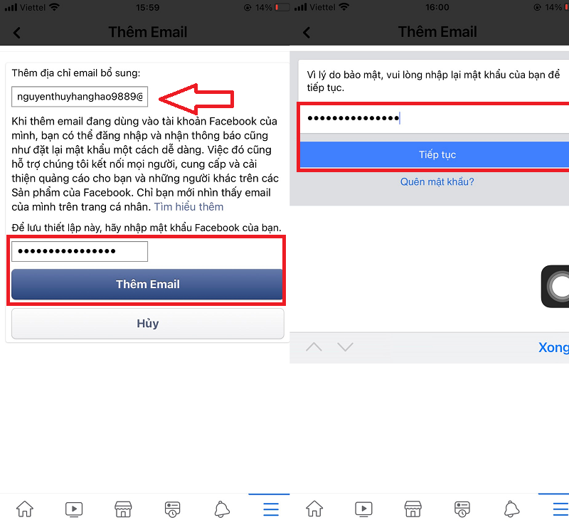 Thêm, xóa tài khoản email trên facebook