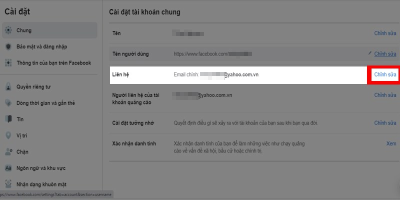 Thêm, xóa tài khoản email trên facebook