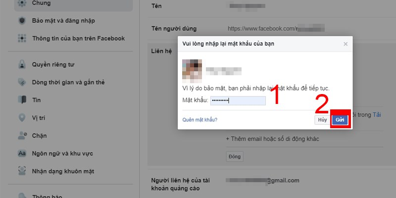 Thêm, xóa tài khoản email trên facebook